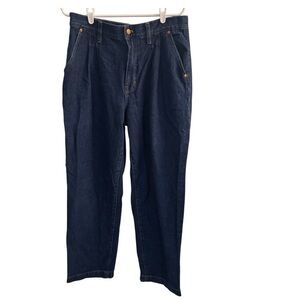 Madewell Pleated Jeans Women 10 Blue Pleated Baggy Straight Woodham Wash